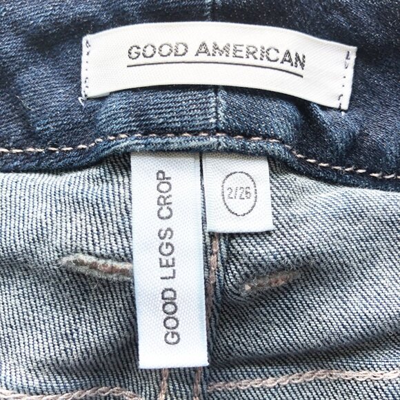 GOOD AMERICAN Good Legs Crop Blue260 Dark Wash Skinny Jeans Womens 26 - Picture 5 of 9